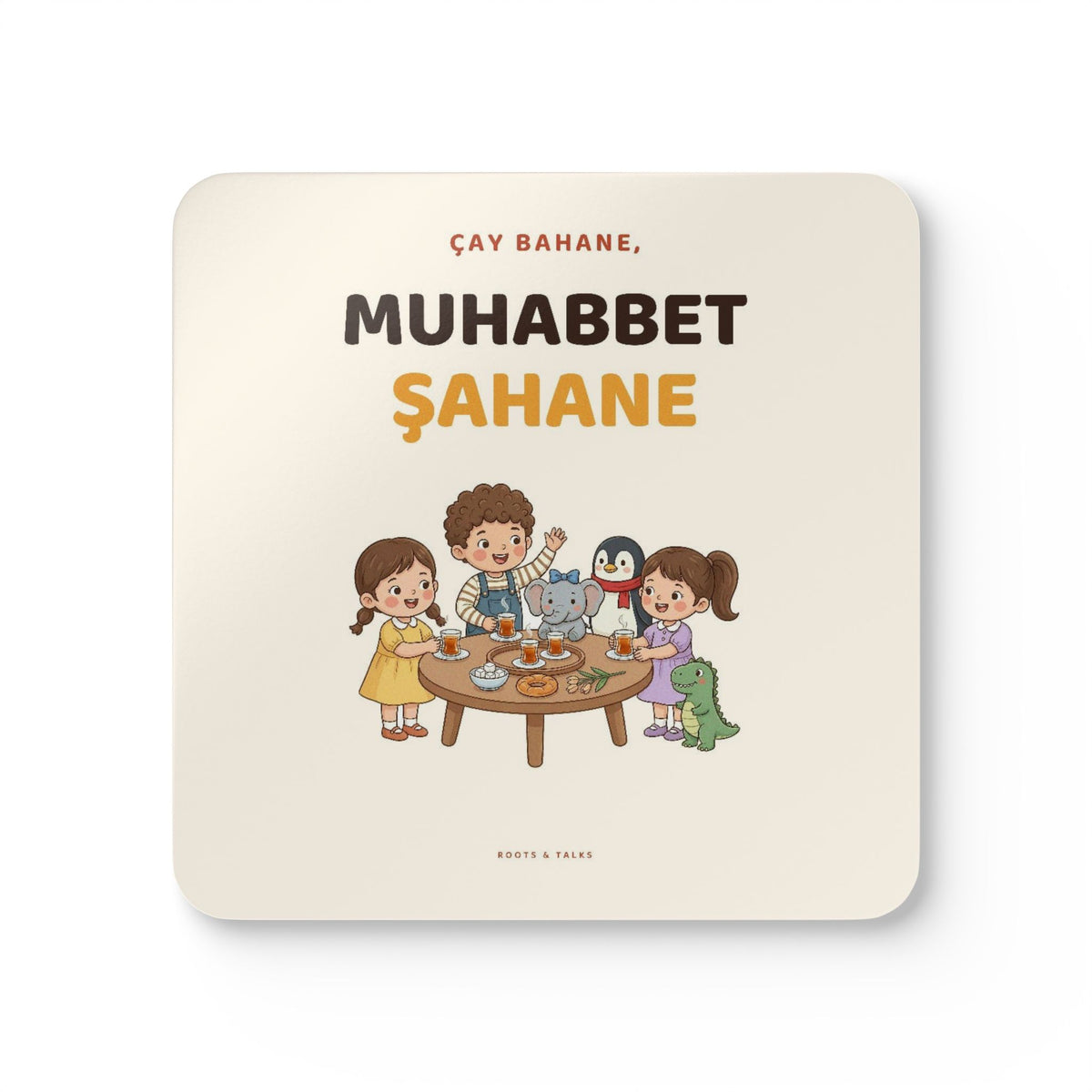 Çay Bahane, Muhabbet Şahane Cork-Back Coaster Set, 4 Pieces, Roots & Talks - product photo 1
