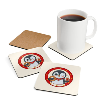 Simit and Tea Badge Cork-Back Coaster Set, 4 Pieces, Roots & Talks - product photo 4