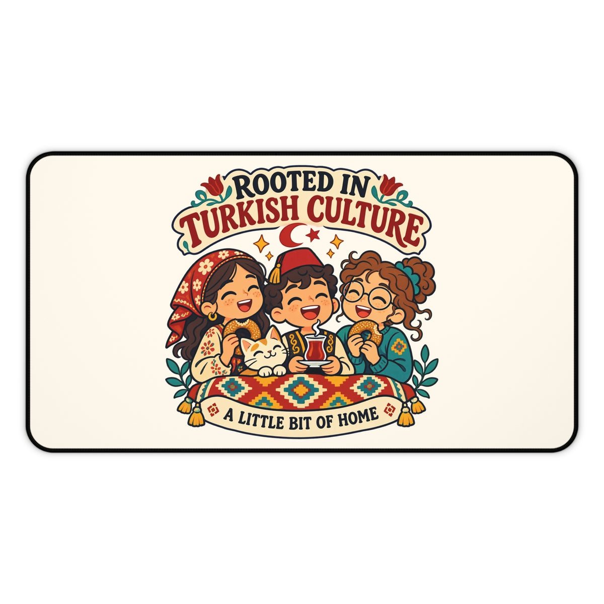 Rooted in Turkish Culture Neoprene Desk Mat, 12 × 22 in, Roots & Talks - product photo 1