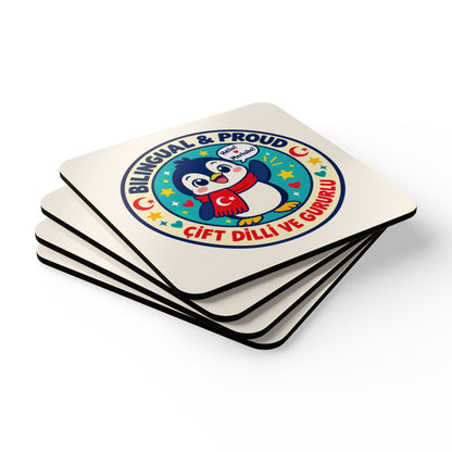 Bilingual & Proud Cork-Back Coaster Set, 4 Pieces, Roots & Talks - product photo 3