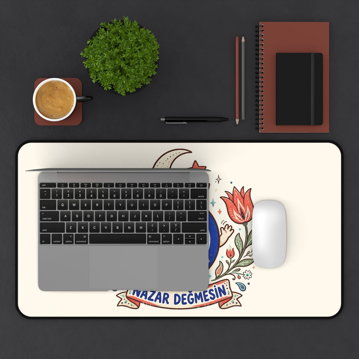 Nazar Değmesin Neoprene Desk Mat, 12 × 22 in, Roots & Talks - product photo 3