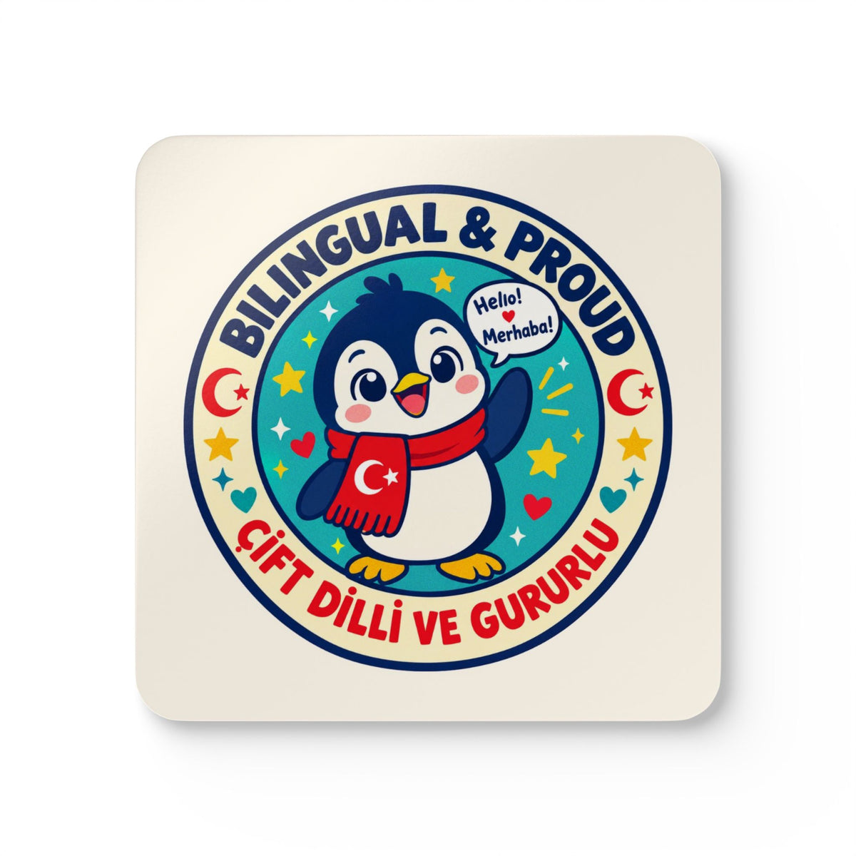 Bilingual & Proud Cork-Back Coaster Set, 4 Pieces, Roots & Talks - product photo 1