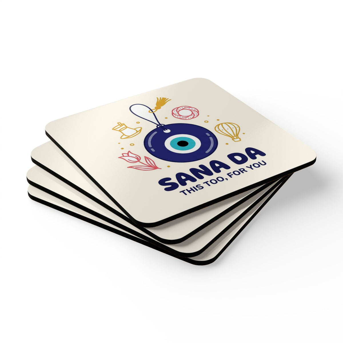 Sana Da Cork-Back Coaster Set, 4 Pieces, Roots & Talks - product photo 3