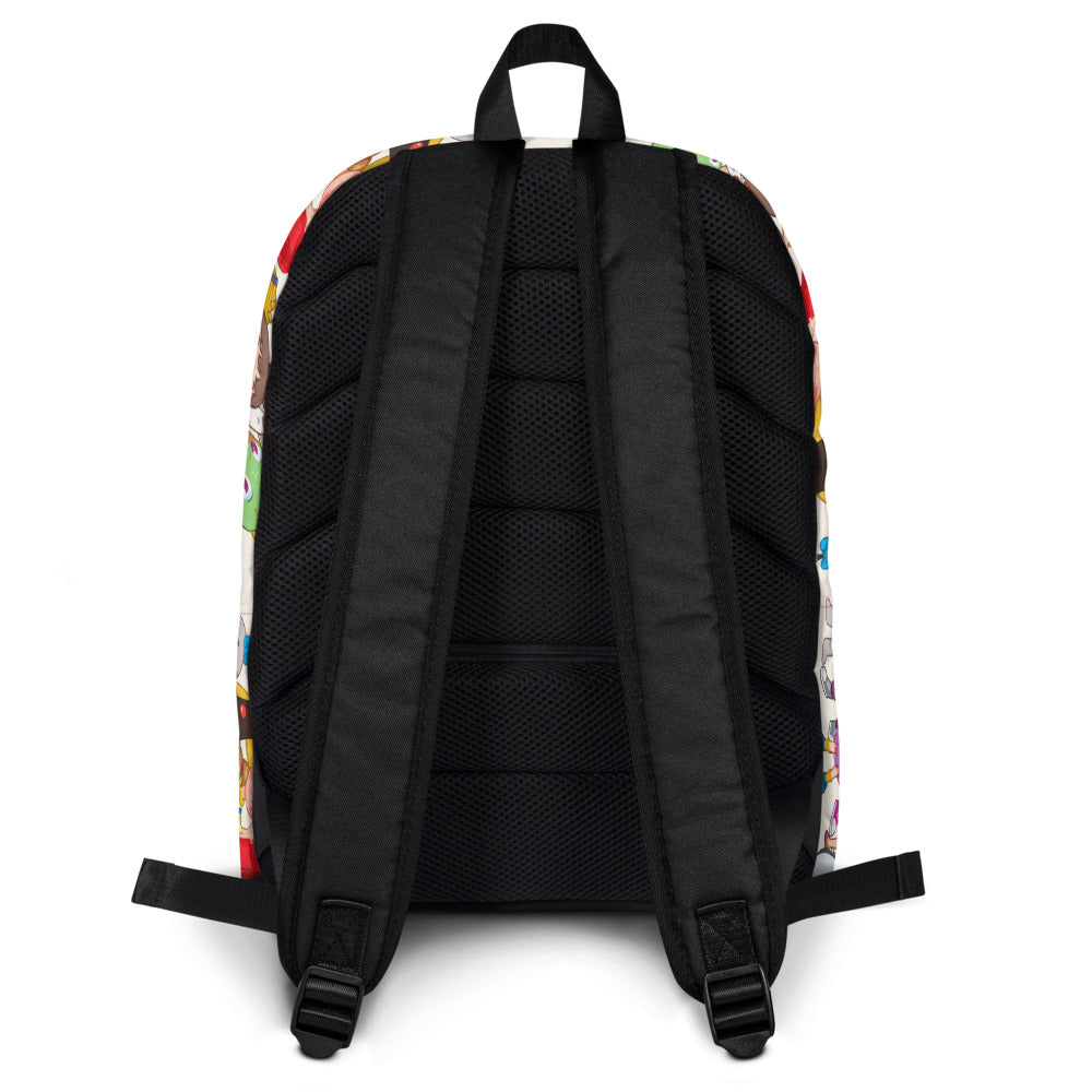 All the Characters Together All-Over Print Backpack, Roots & Talks - Back