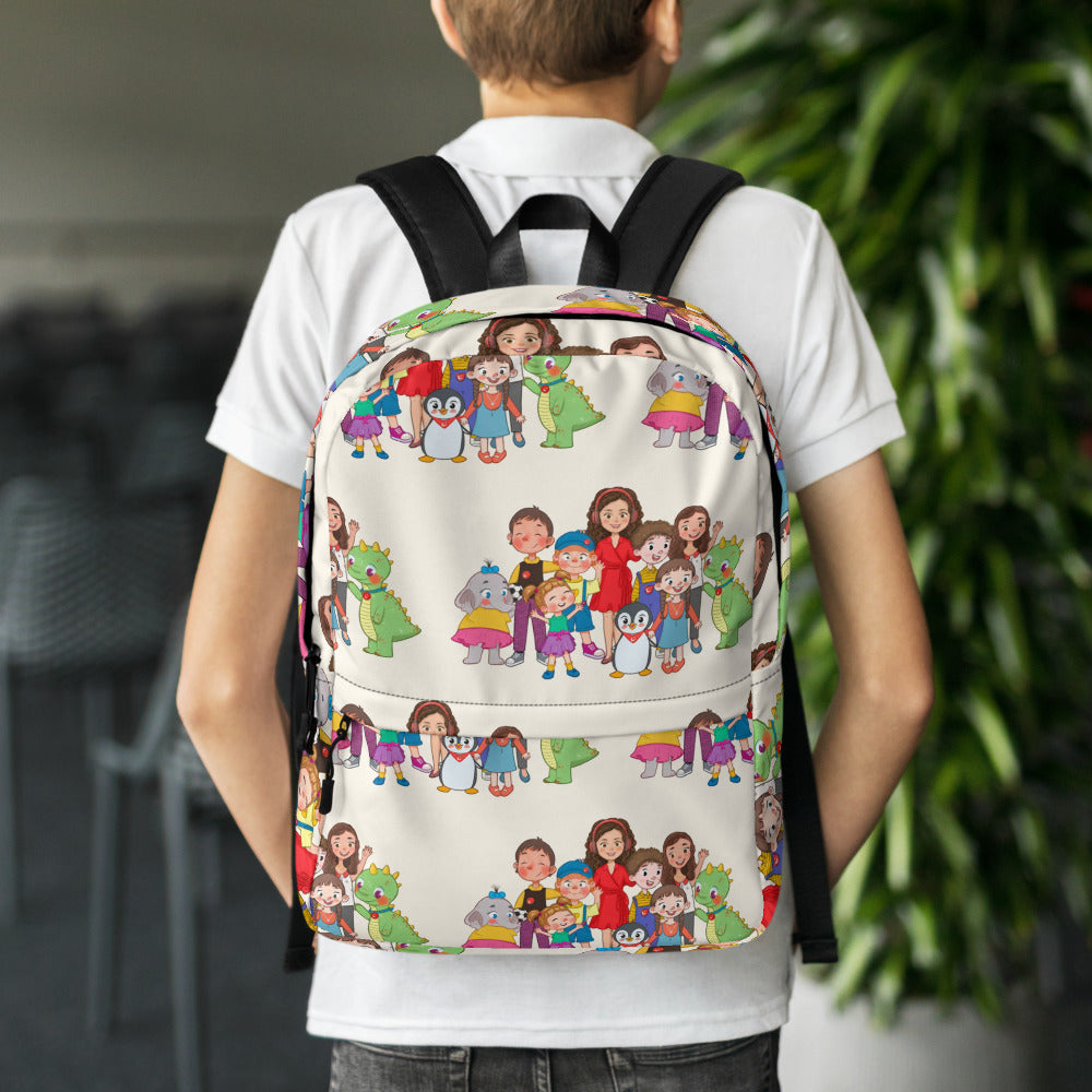 All the Characters Together All-Over Print Backpack, Roots & Talks - lifestyle photo 1