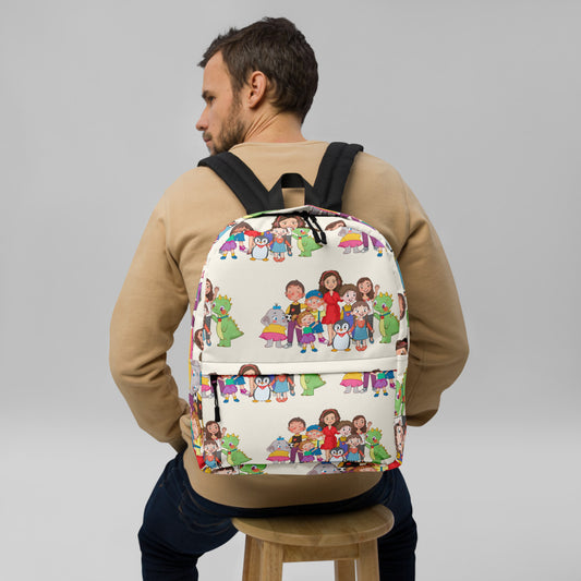 All the Characters Together All-Over Print Backpack, Roots & Talks - lifestyle photo 2