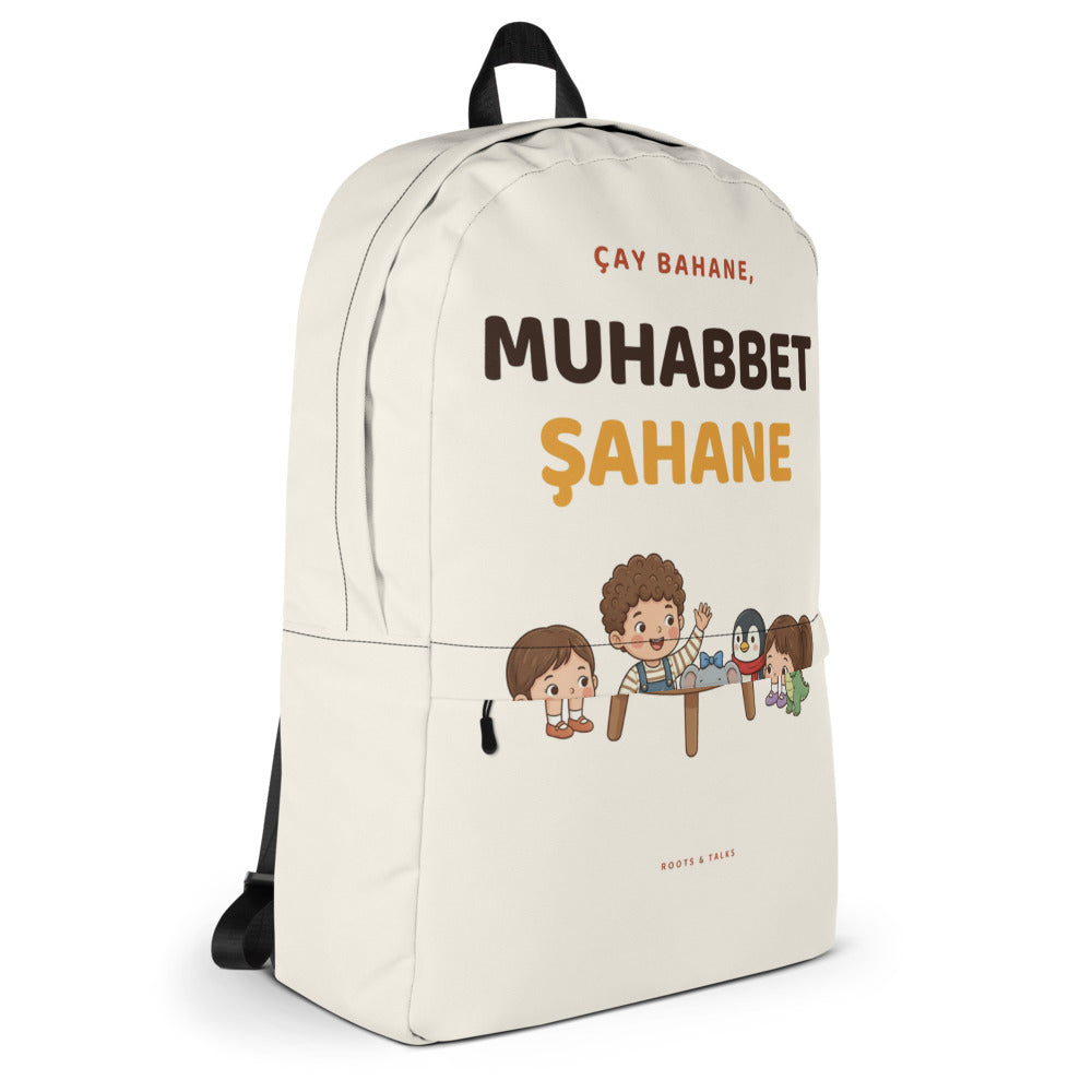 Çay Bahane, Muhabbet Şahane Backpack, Large Print, Roots & Talks - Right
