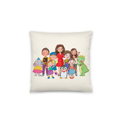 All the Characters Together Pillow, Large Print, Roots & Talks - Back