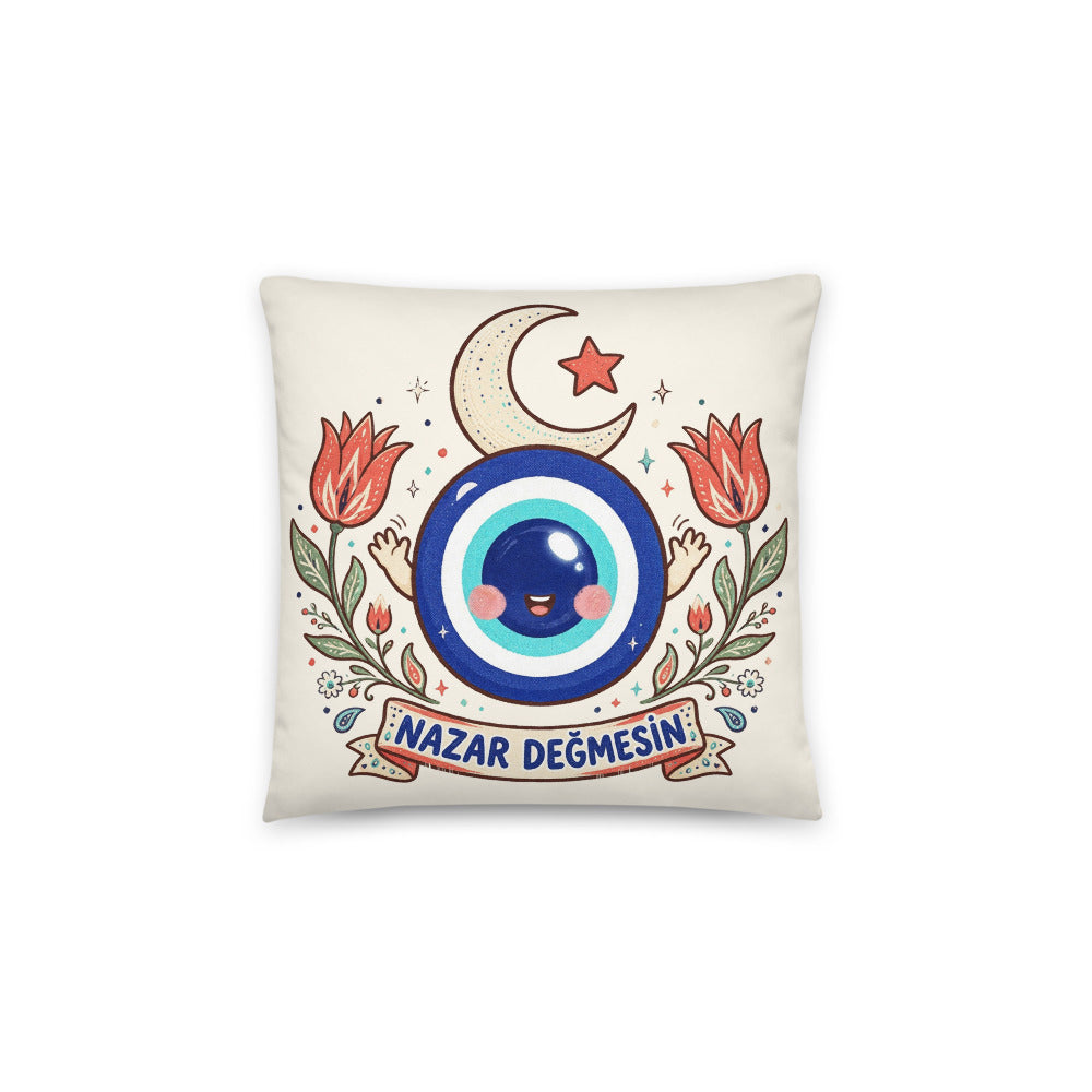 Nazar Değmesin Pillow, Large Print, Roots & Talks - Back