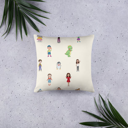 Roots & Talks Characters All-Over Print Pillow - lifestyle photo 1