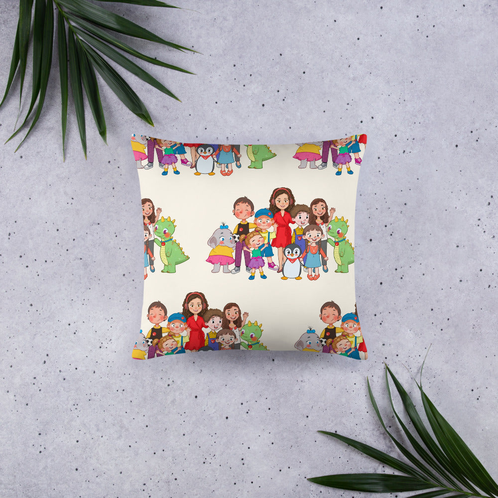 All the Characters Together All-Over Print Pillow, Roots & Talks - lifestyle photo 1