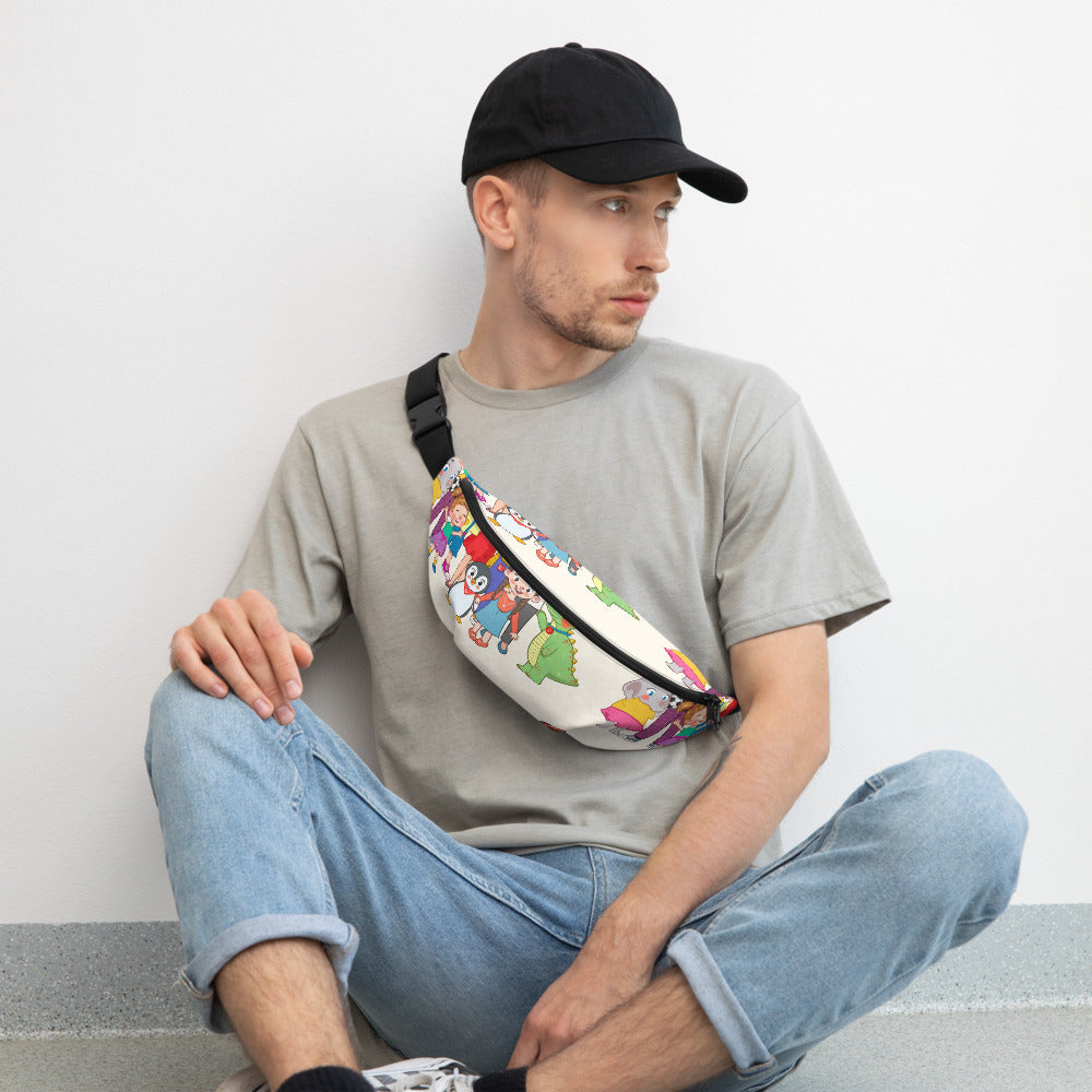 All the Characters Together All-Over Print Fanny Pack, Roots & Talks - lifestyle photo 2