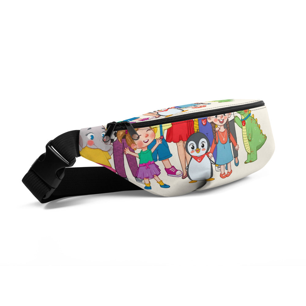 All the Characters Together All-Over Print Fanny Pack, Roots & Talks - Front Left