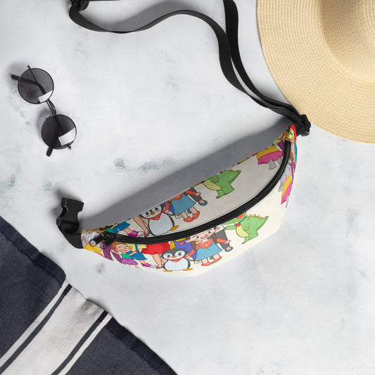 All the Characters Together All-Over Print Fanny Pack, Roots & Talks - lifestyle photo 1