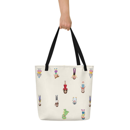 Roots & Talks Characters All-Over Print Large Tote Bag with Pocket - lifestyle photo 1