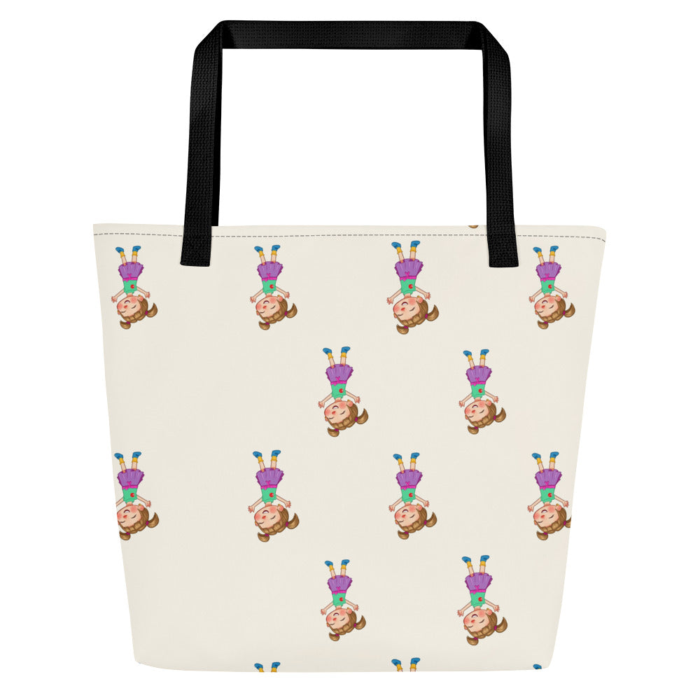 Ela Character All-Over Print Large Tote Bag with Pocket, Roots & Talks - Back