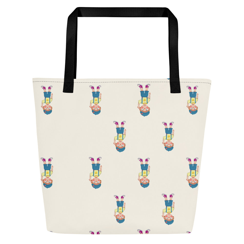 Giray Character All-Over Print Large Tote Bag with Pocket, Roots & Talks - Back