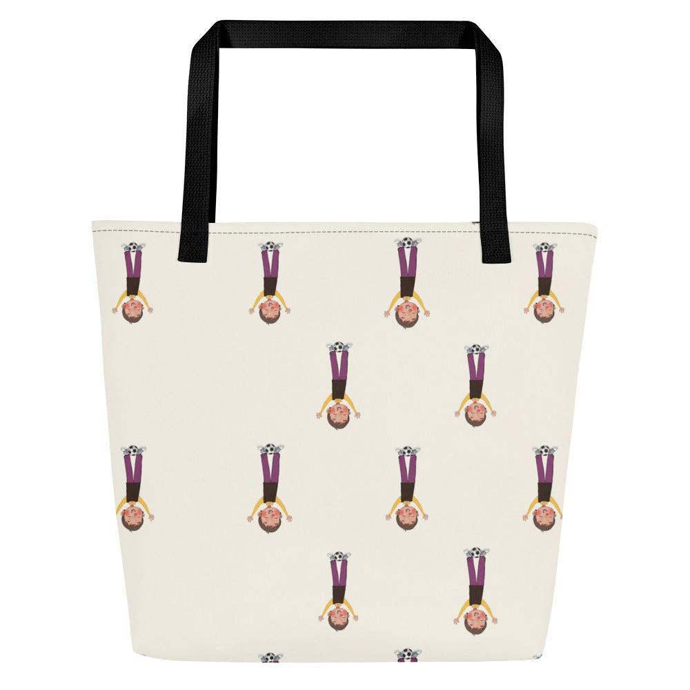 Gazi Character All-Over Print Large Tote Bag with Pocket, Roots & Talks - Back