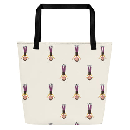 Gazi Character All-Over Print Large Tote Bag with Pocket, Roots & Talks - Back