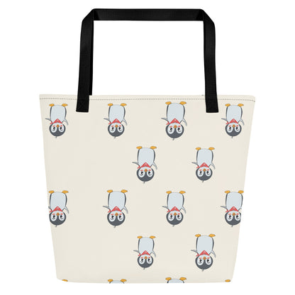 Pingucan Penguin All-Over Print Large Tote Bag with Pocket, Roots & Talks - Back
