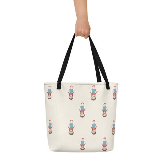 Eylül Character All-Over Print Large Tote Bag with Pocket, Roots & Talks - lifestyle photo 1