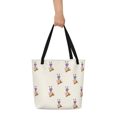 Ela Character All-Over Print Large Tote Bag with Pocket, Roots & Talks - lifestyle photo 1