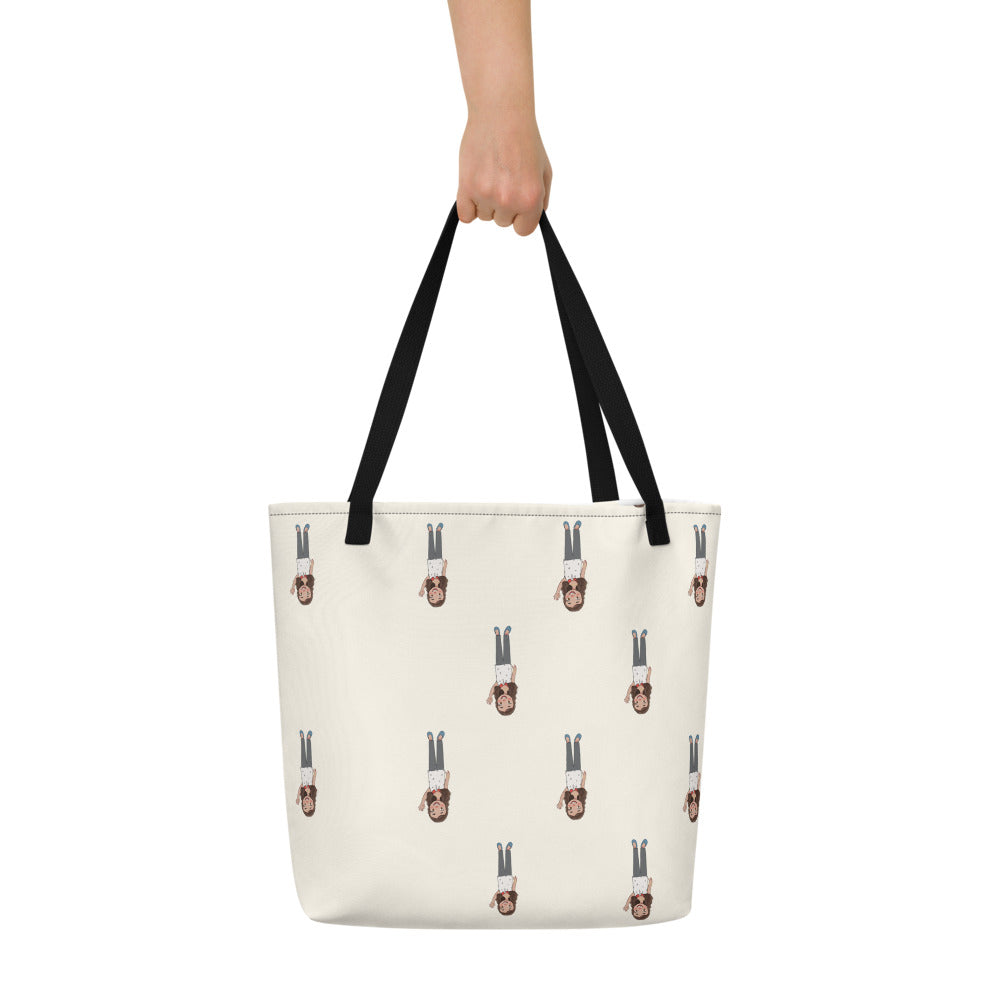 Defne Character All-Over Print Large Tote Bag with Pocket, Roots & Talks - lifestyle photo 1