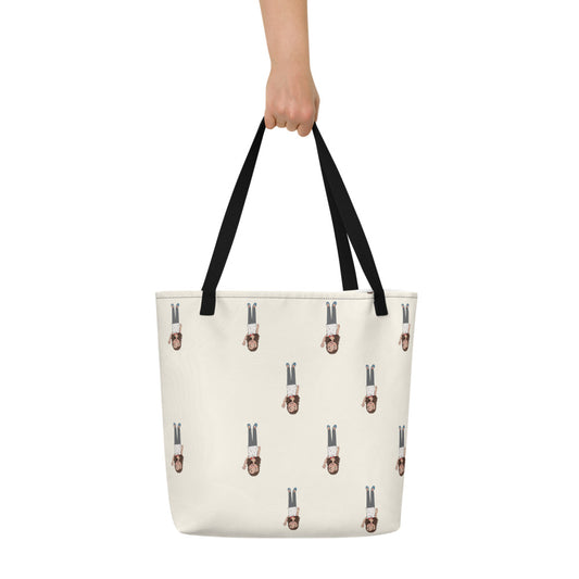 Defne Character All-Over Print Large Tote Bag with Pocket, Roots & Talks - lifestyle photo 1