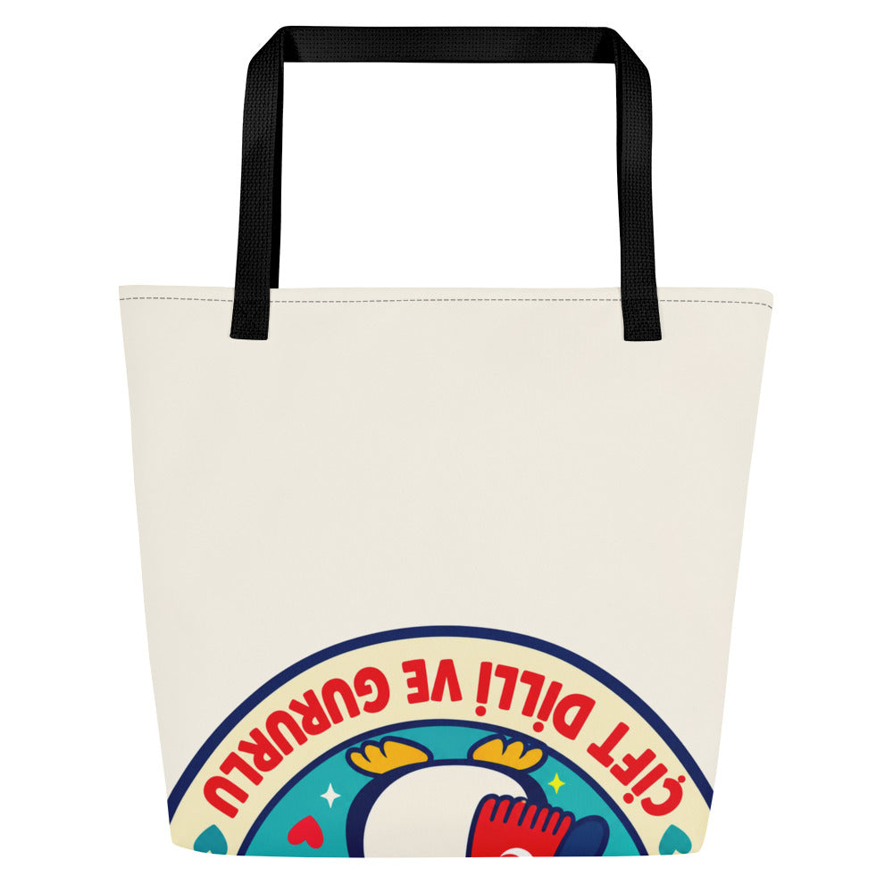 Bilingual & Proud Large Tote Bag with Pocket, Large Print, Roots & Talks - Back