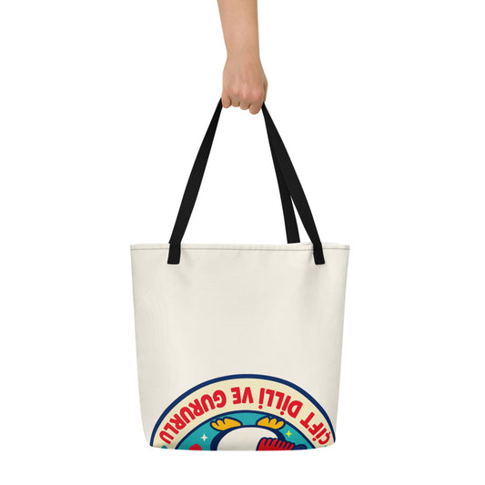 Bilingual & Proud Large Tote Bag with Pocket, Large Print, Roots & Talks - lifestyle photo 1