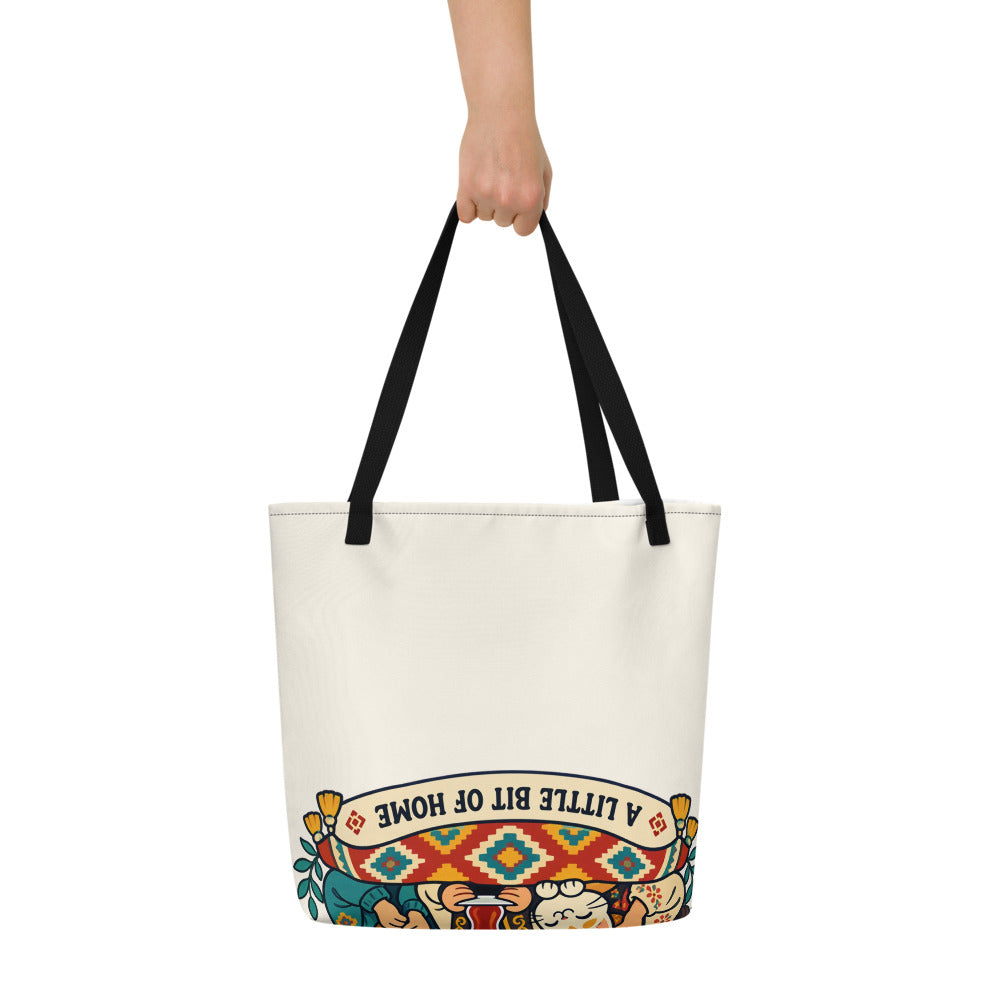 Rooted in Turkish Culture Large Tote Bag with Pocket, Large Print, Roots & Talks - lifestyle photo 1