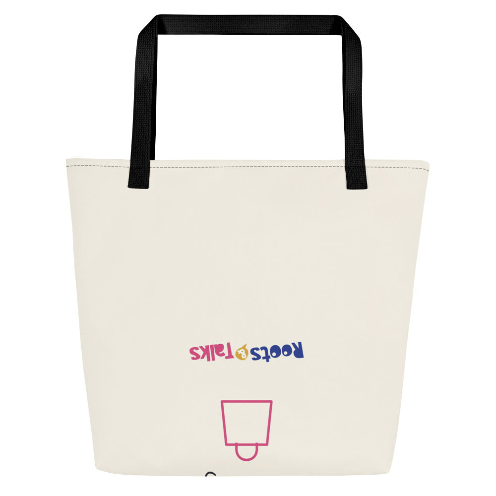 Poşetlerin Poşeti Large Tote Bag with Pocket, Large Print, Roots & Talks - Back