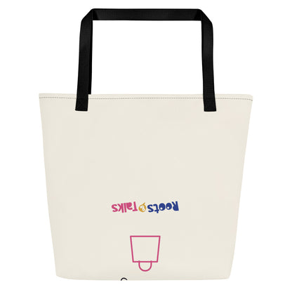 Poşetlerin Poşeti Large Tote Bag with Pocket, Large Print, Roots & Talks - Back