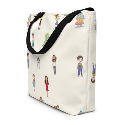 Roots & Talks Characters All-Over Print Large Tote Bag with Pocket - lifestyle photo 2