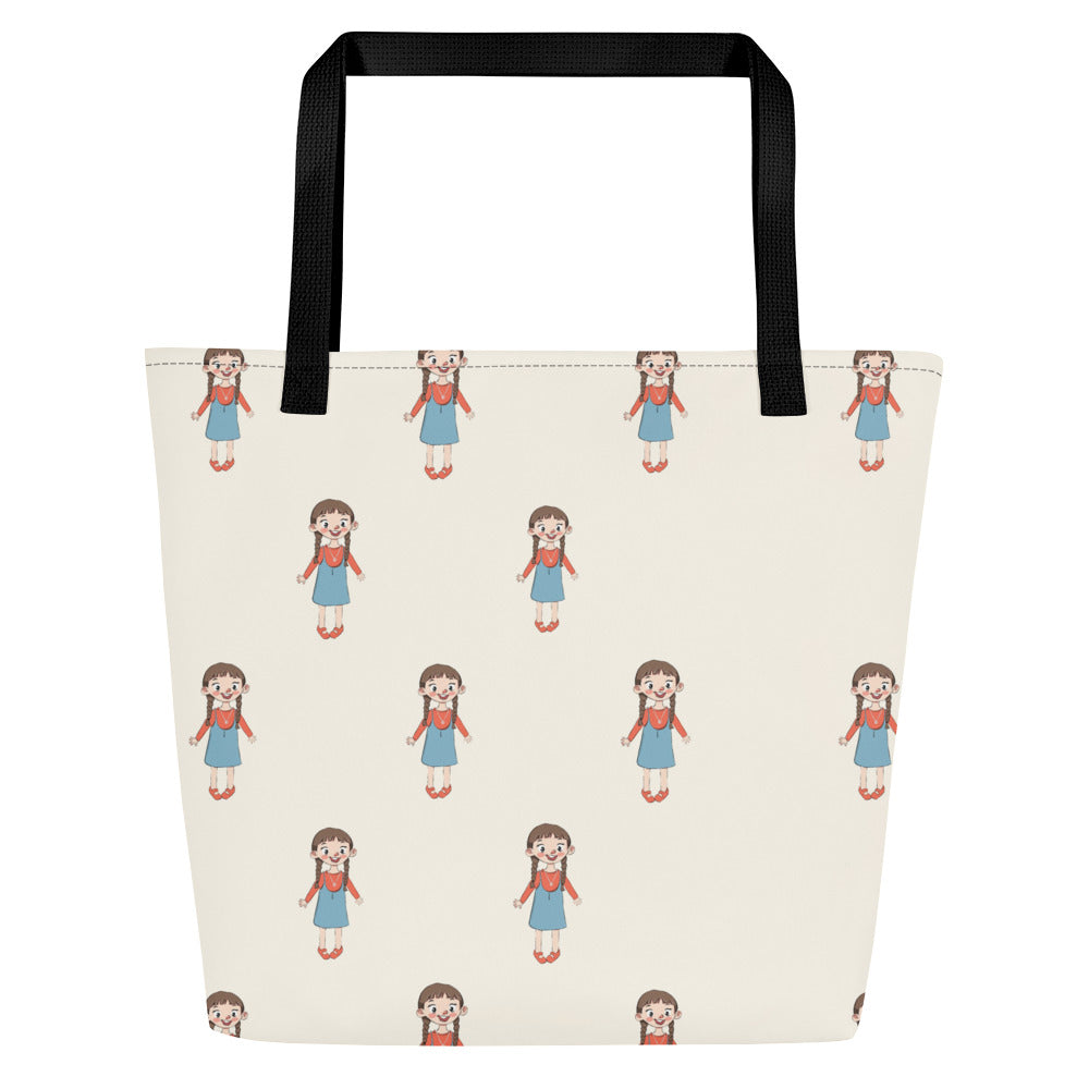 Eylül Character All-Over Print Large Tote Bag with Pocket, Roots & Talks - product photo