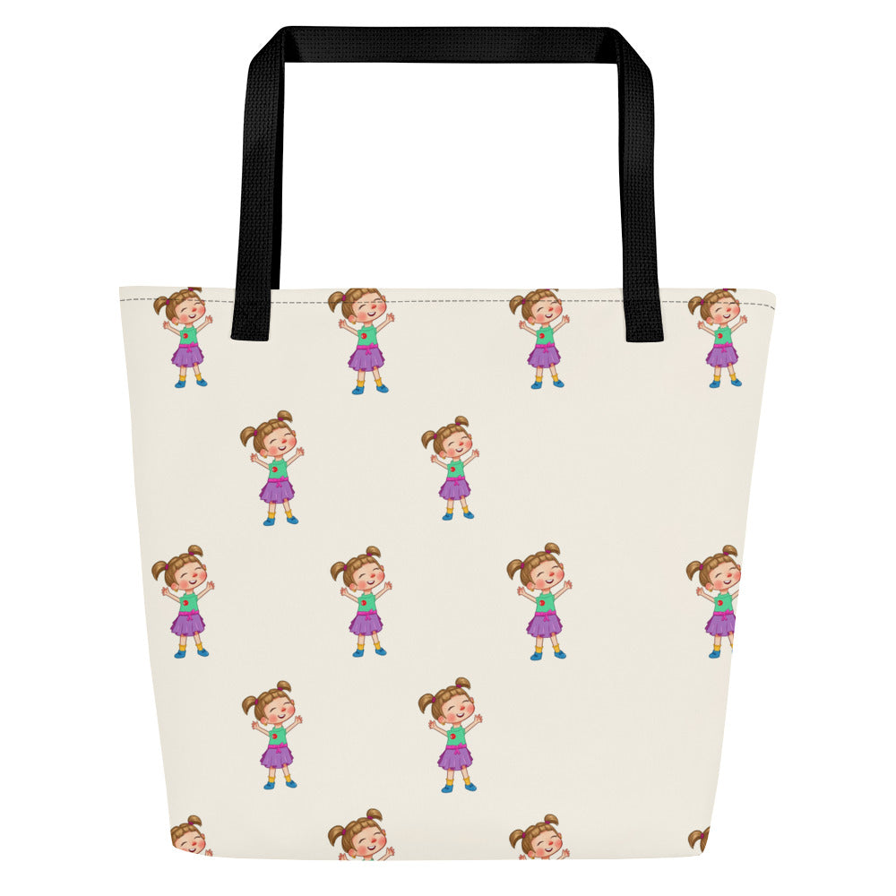 Ela Character All-Over Print Large Tote Bag with Pocket, Roots & Talks - product photo