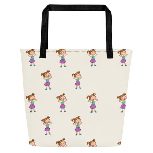 Ela Character All-Over Print Large Tote Bag with Pocket, Roots & Talks - product photo