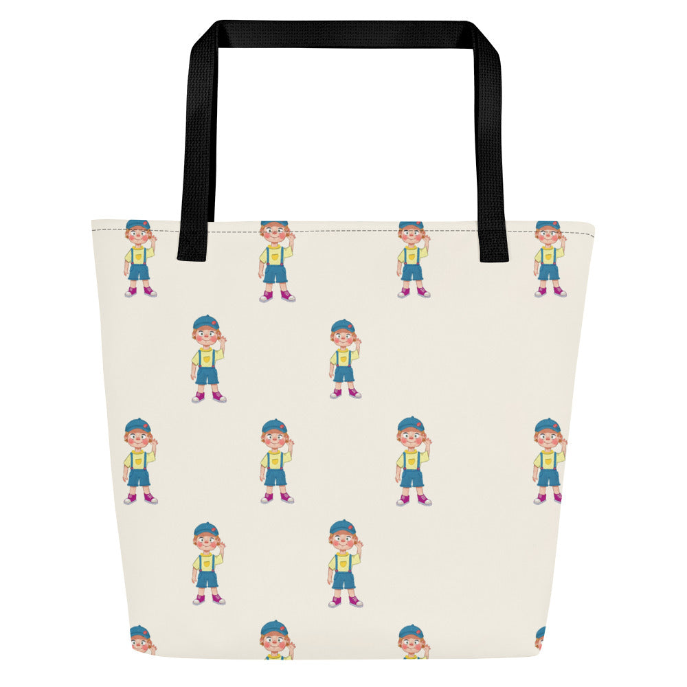 Giray Character All-Over Print Large Tote Bag with Pocket, Roots & Talks - product photo