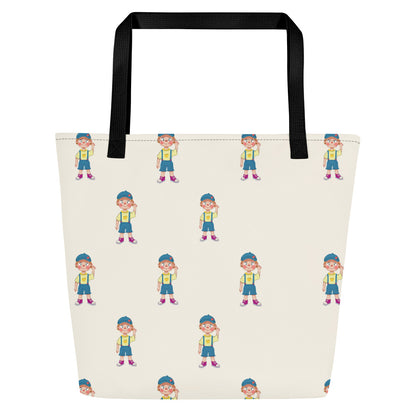 Giray Character All-Over Print Large Tote Bag with Pocket, Roots & Talks - product photo
