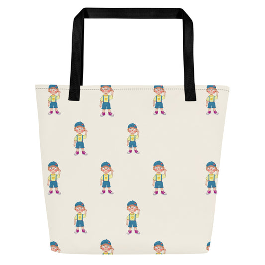 Giray Character All-Over Print Large Tote Bag with Pocket, Roots & Talks - product photo