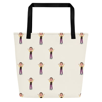 Gazi Character All-Over Print Large Tote Bag with Pocket, Roots & Talks - product photo