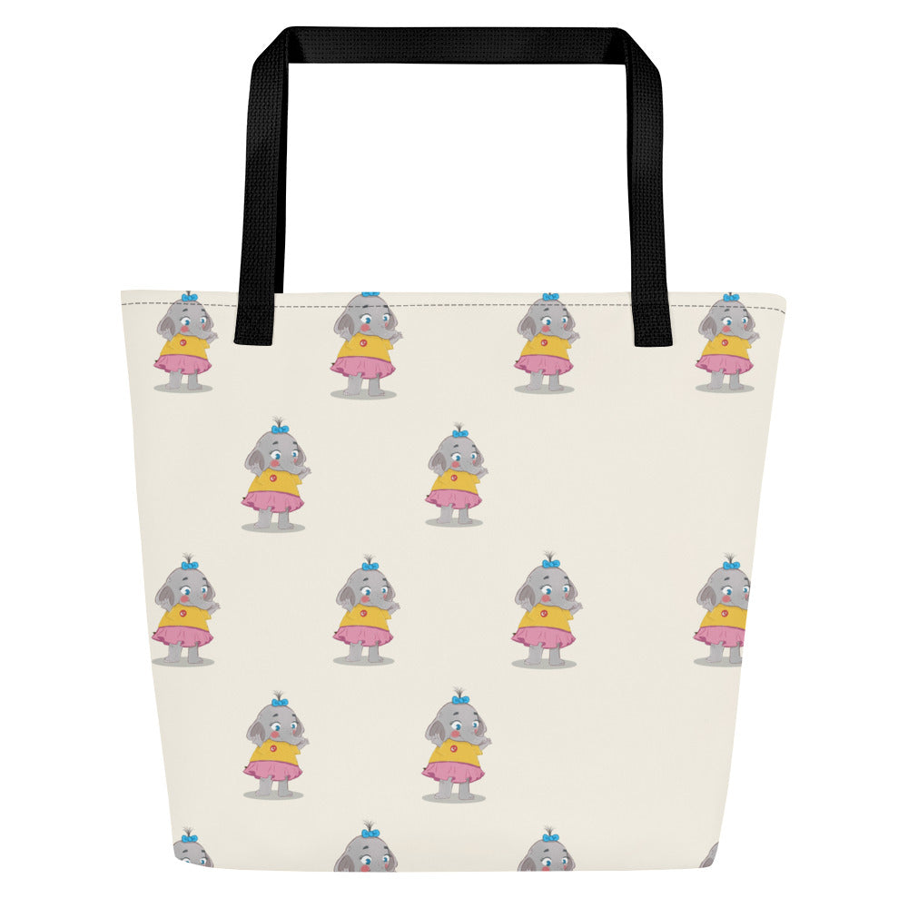Filiz Elephant All-Over Print Large Tote Bag with Pocket, Roots & Talks - product photo