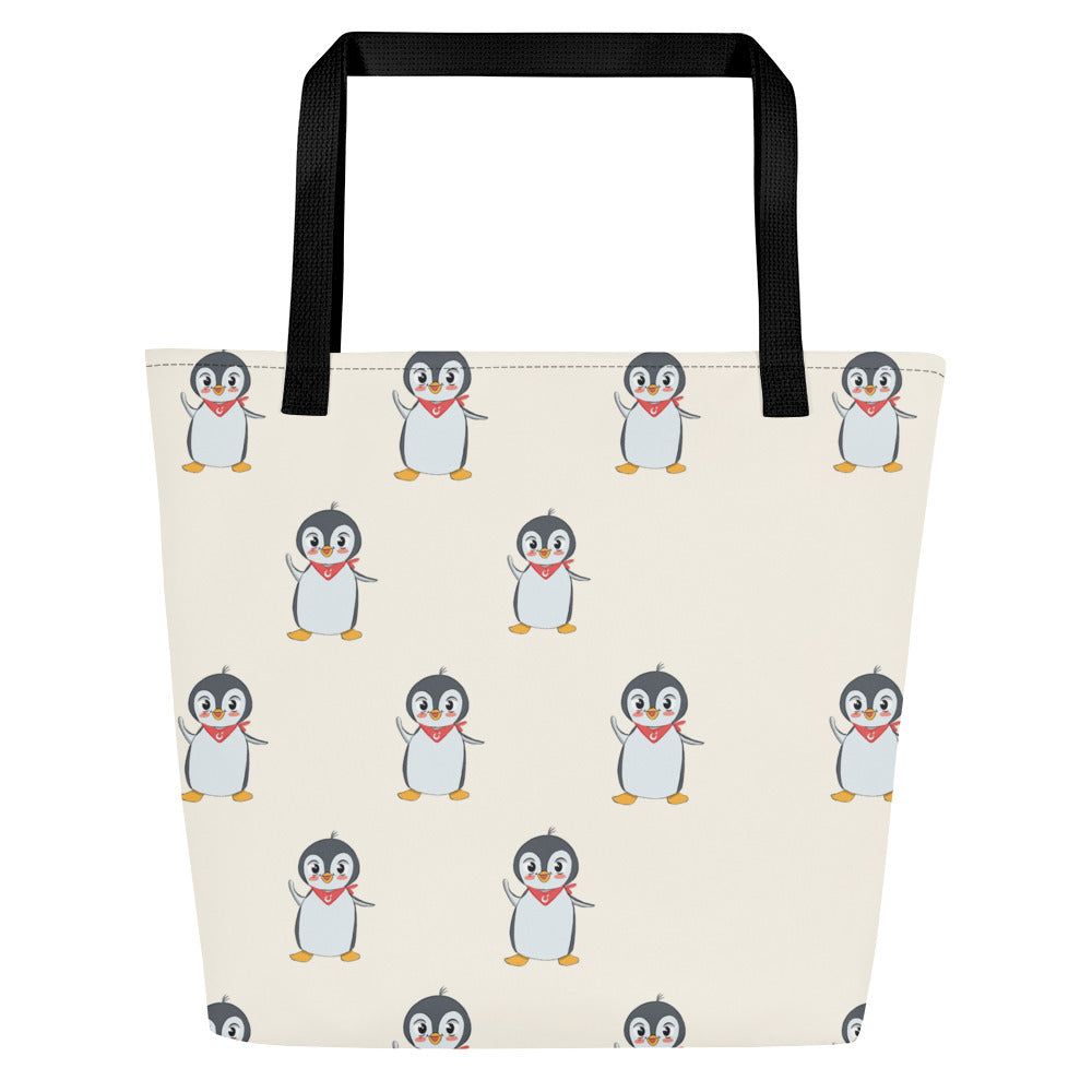 Pingucan Penguin All-Over Print Large Tote Bag with Pocket, Roots & Talks - product photo