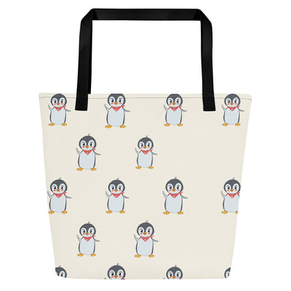 Pingucan Penguin All-Over Print Large Tote Bag with Pocket, Roots & Talks - product photo