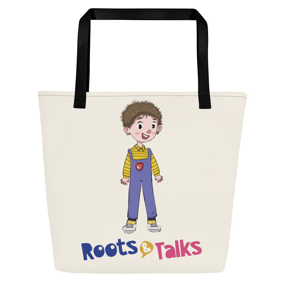Ahmet Character Large Tote Bag with Pocket, Large Print, Roots & Talks - product photo