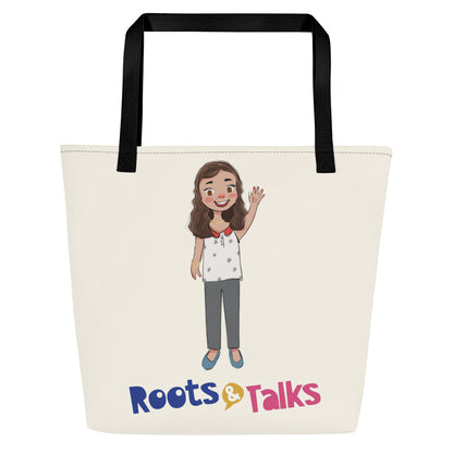 Defne Character Large Tote Bag with Pocket, Large Print, Roots & Talks - product photo