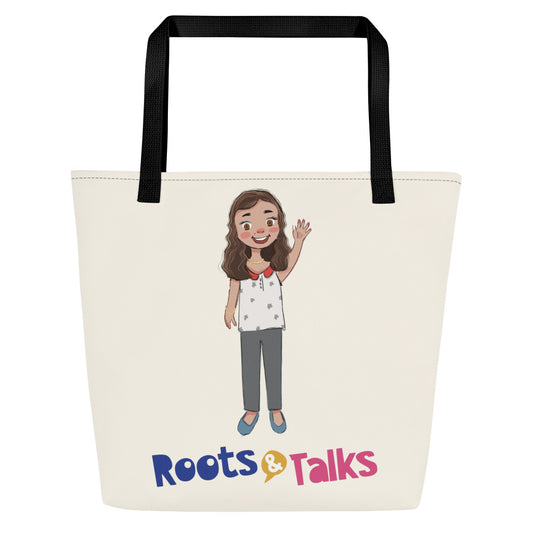 Defne Character Large Tote Bag with Pocket, Large Print, Roots & Talks - product photo