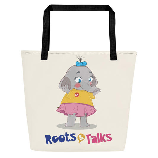 Filiz Elephant Large Tote Bag with Pocket, Large Print, Roots & Talks - product photo