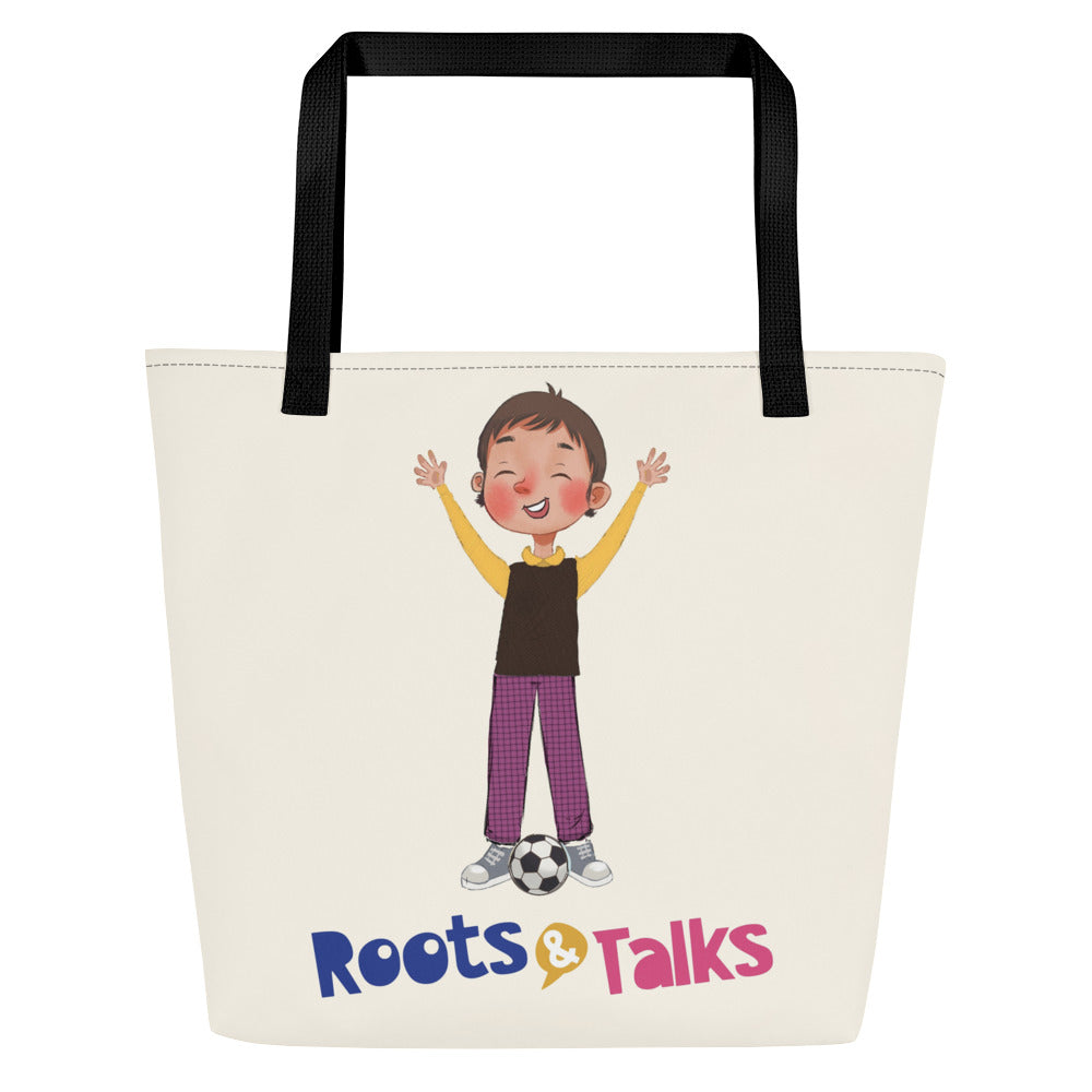 Gazi Character Large Tote Bag with Pocket, Large Print, Roots & Talks - product photo