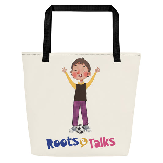 Gazi Character Large Tote Bag with Pocket, Large Print, Roots & Talks - product photo